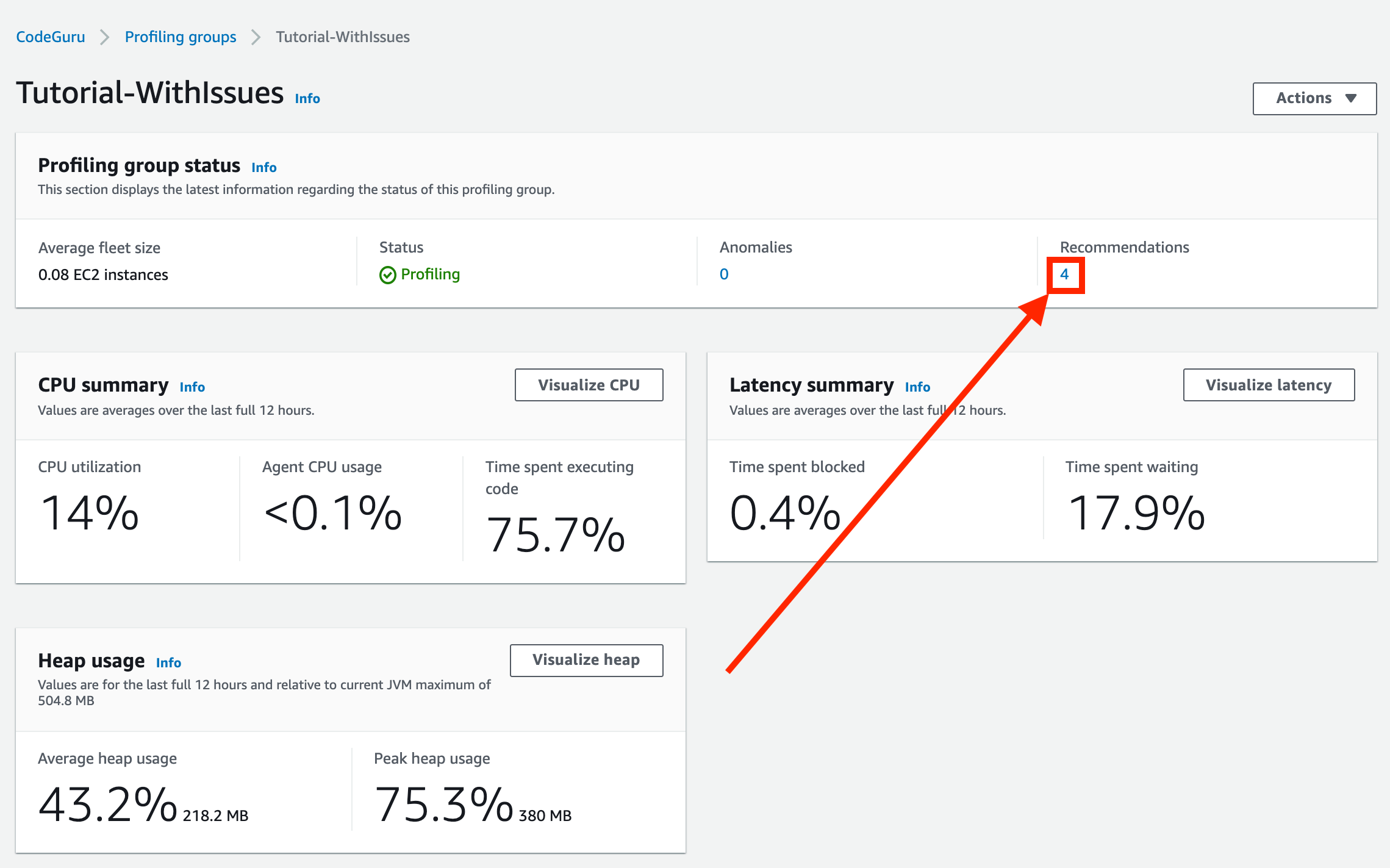 Profile running applications using machine learning with Amazon